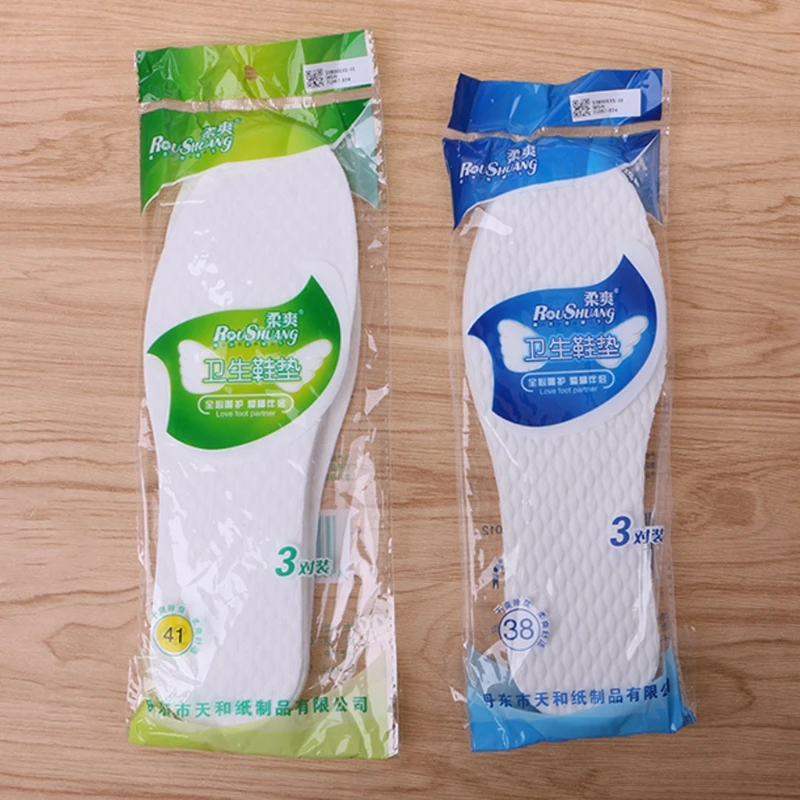 

EYKOSI 3 Pairs Wood Pulp Disposable Shoe Pads Convenient Soft Breathable Shoe Pads Anti-slip Insoles White 37-46 Size Shoe Pad