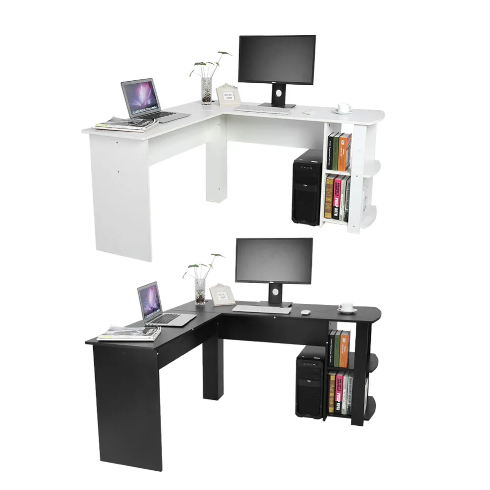 Компьютерный стол деревянный Офисный Компьютерный письменный стол домашний игровой ПК мебель l-образный угловой компьютерный стол с книжной полкой
