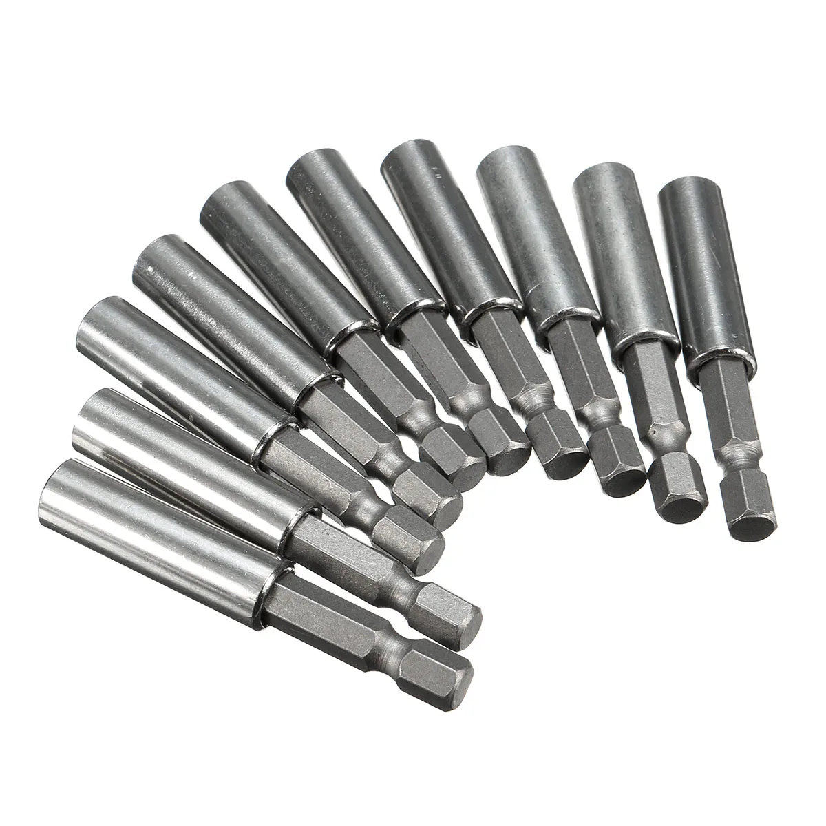 

10 Pcs/set 1/4 inch Hex Shank Magnetic Extension Socket Drill Bit Holder Stainless Steel Power Tools Top Quality