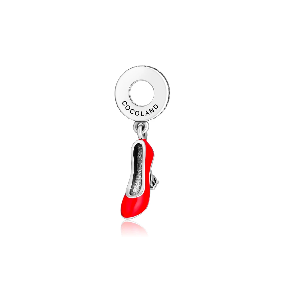 

Fandola 925 Sterling Silver The Stiletto Dangle Charm Fits Pandora Bracelet Charms for Jewelry Making ,Red Enamel