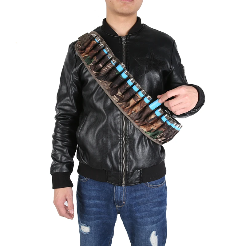 

25 Round Shells 12 20 Gauge GA Bandolier Ammo Holder Military Hunting Adjustable Ammo Cartridge Belt Camouflage Bullets Pocket
