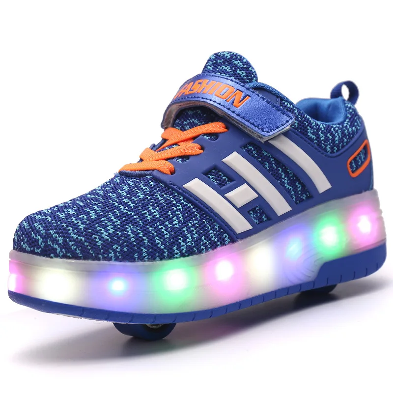 2019 New Children Wheel Shoes Fashion Light Up Roller Skate Sneakers For Kids Lights LED Boys Girls Glowing Sports Shoe