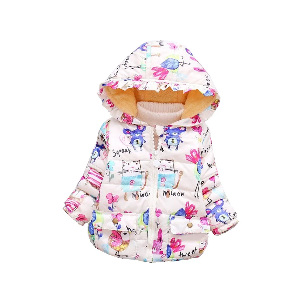 

BibiCola Little Baby Girl Snowsuit Clothes Children Casual Hooded Warm Outerwear Bebe Painted Coat Kids Autumn Winter Jackets