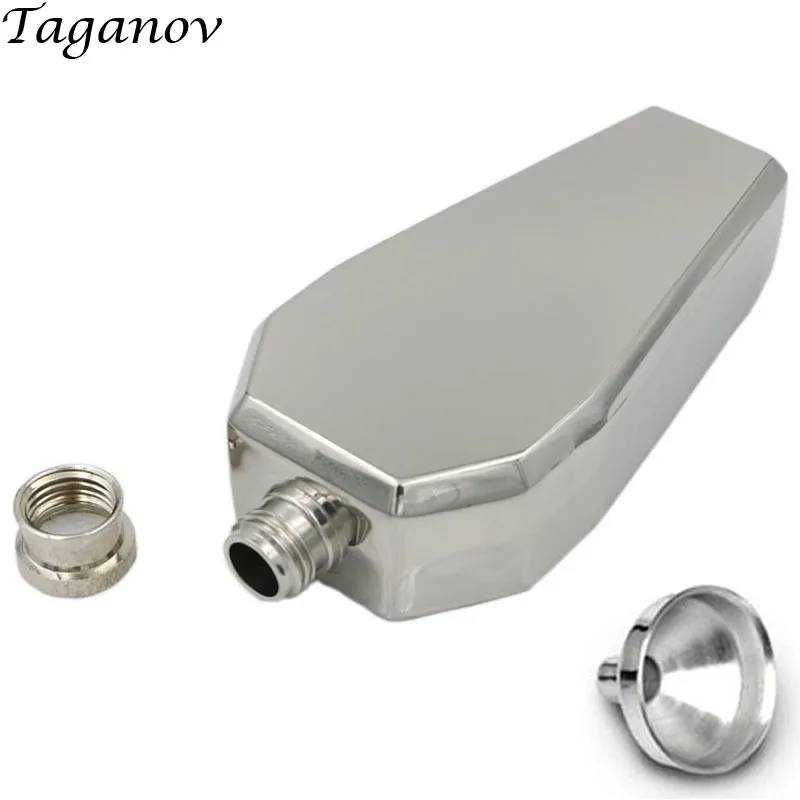 

3.5 OZ 100 ml 304 Stainless Steel hip flask Coffin Flask Mirror Polished with Funnel Drinkware whisky bottle alcohol flask gift