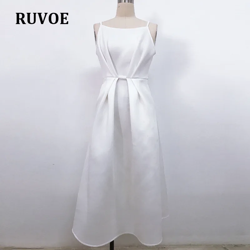 Women-Sexy-Party-White-Dress-Swing-Pleated-Waist-Sleeveless-Spaghetti-Strap-Fashion-Evening-Celebrated-Elegant-Dresses