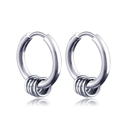 Punk Clip On Earring Stainless Steel Piercing Jewelry Round Hoop Earring Unisex Ear Piercing Earring For Women