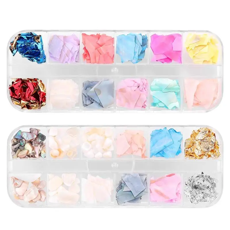 

1 Box Shell Stone Nails Stickers Nails Patch Decals Foil Tip Manicure Tools