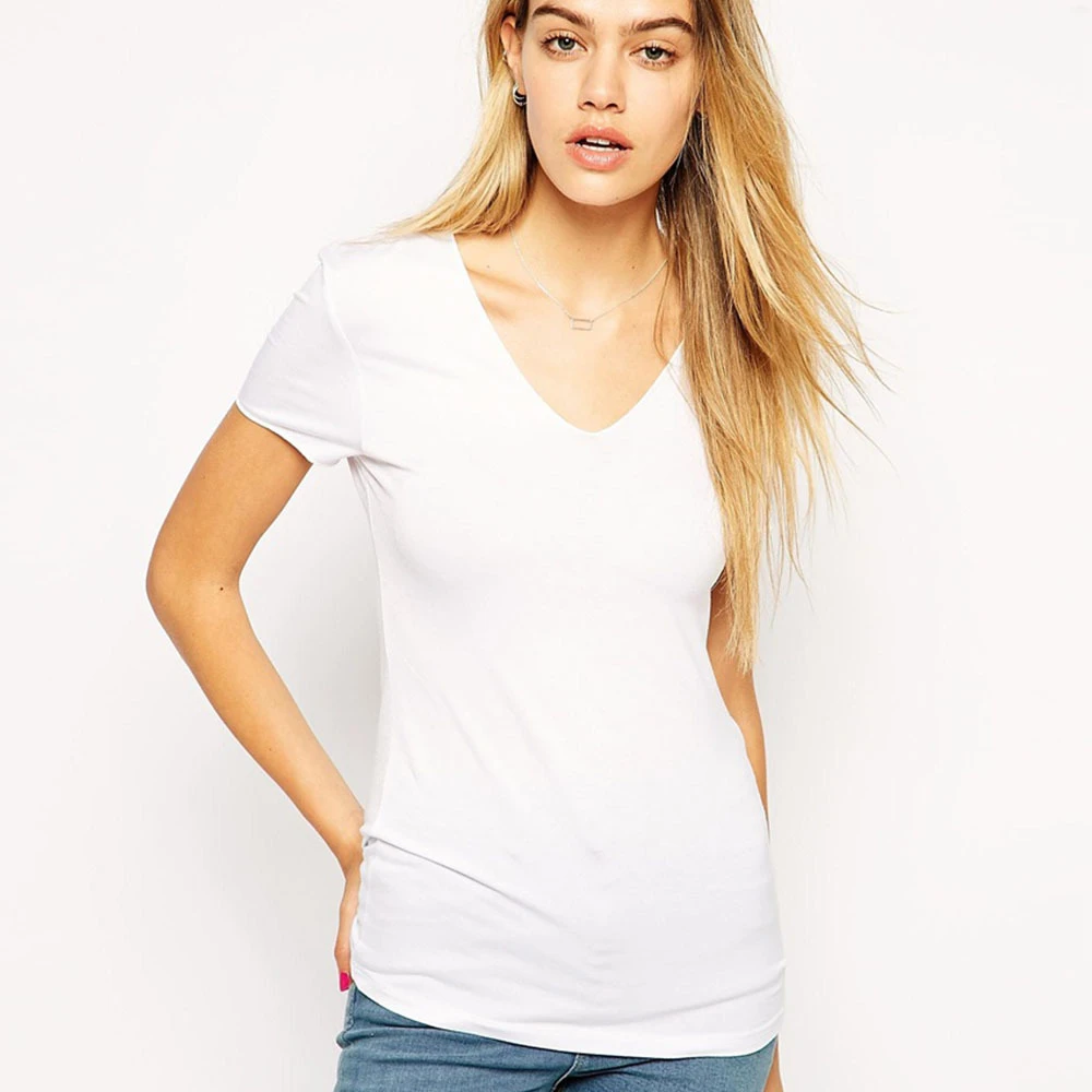 sólido de las Mujeres V Cuello Blanco Camisetas de Manga Corta Camisetas Básicas Para Las Mujeres Al Por Mayor y Al Por Camisetas Juveniles|shirt slim|shirt sportshirt tshirt - AliExpress