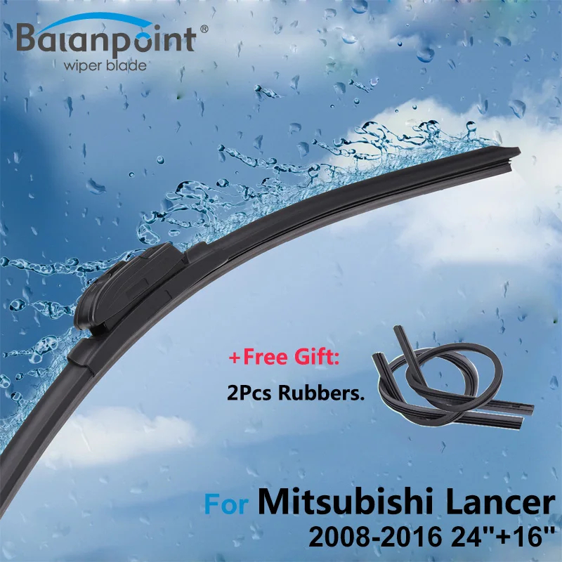 2Pcs Wiper Blades + 2Pcs Soft Rubbers for Mitsubishi Lancer 2008 2016