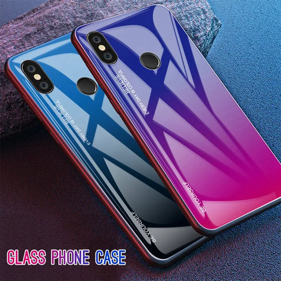 Gradient Glass Case For Xiaomi Mi 8 Lite Coque Silicone Phone Case For Xiaomi Redmi 5 Plus 6A Note 6 5 Pro Pocophone F1 Cover    (4)