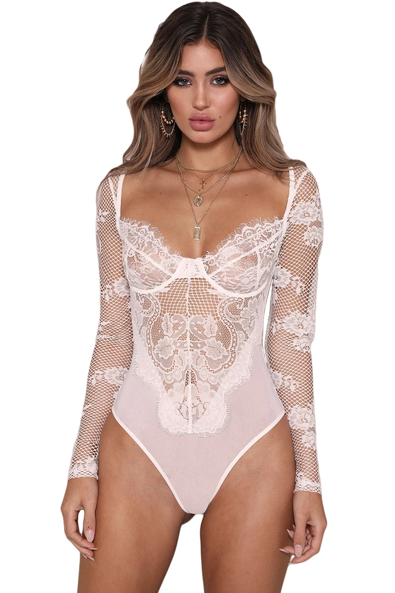 White-Long-Sleeve-Underwire-Lace-Bodysuit-LC32299-1-3