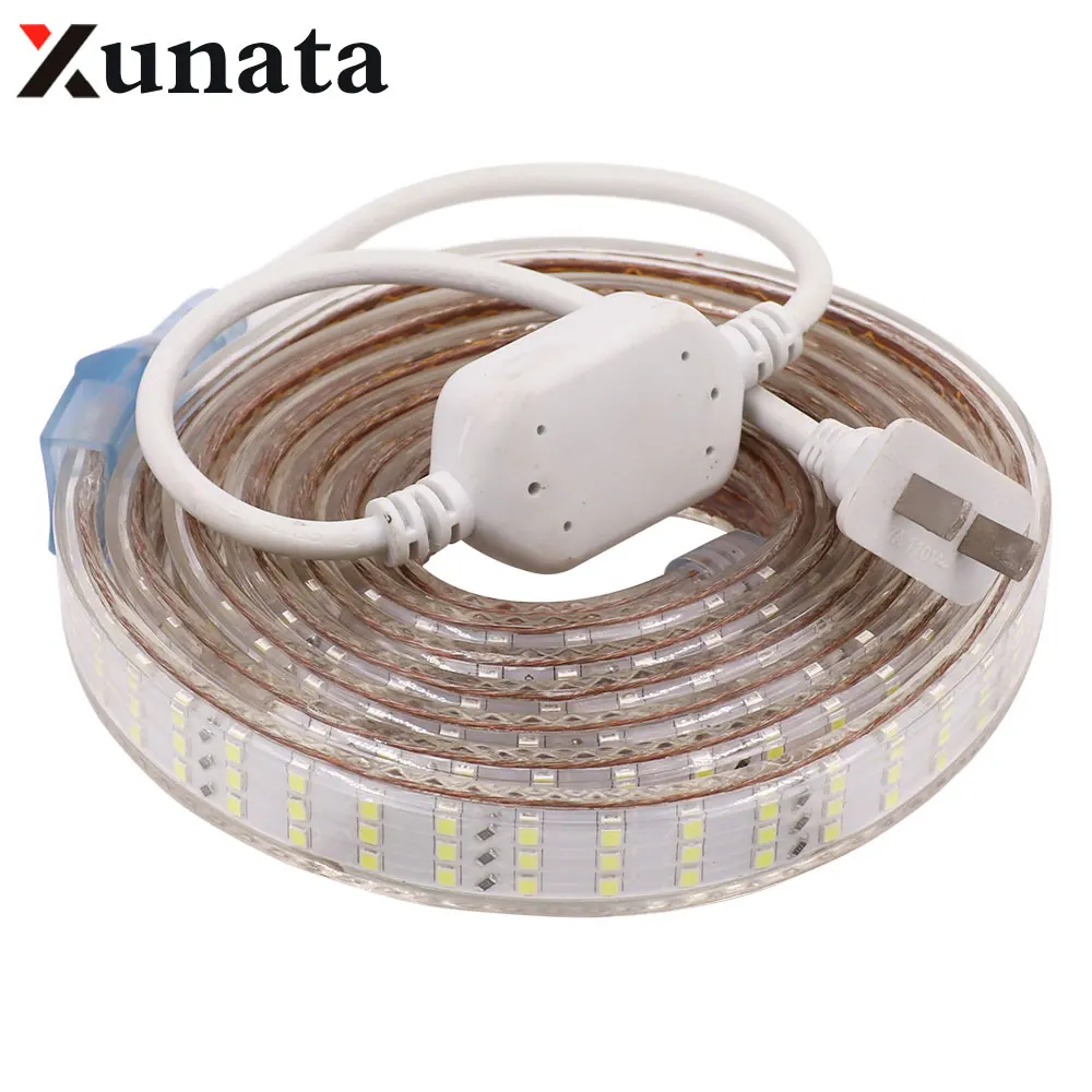 

1m 2m 3m 4m 5m 8m 10m Three Rows 110V SMD 2835 LED Strip Waterproof 264 LEDs/m Ribbon Tape Flexible LED Light + EU Plug + Cilps