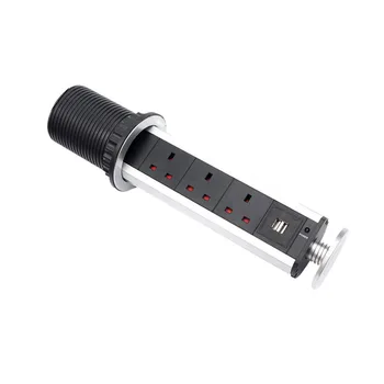 

Pulling Pop Up Electrical 3 Plug Socket 2 USB Kitchen Table Socket for Counter Desk Office Home LB88