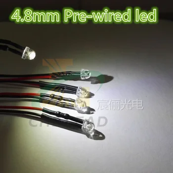 

DIY Pre Wired led DC12V White 5mm dip led 20mm cable led 4.8mm Straw hat prewired leds led Lamp lighting