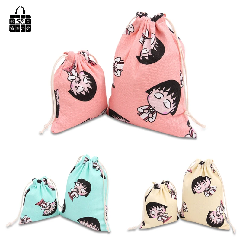 1 قطعة لطيف الأطفال القطن الكتان النسيج كيس لجميع الغبار الملابس سفر حقيبة التخزين المحمولة المنظم المنزل النثرية الاطفال لعبة حقيبة التخزي...