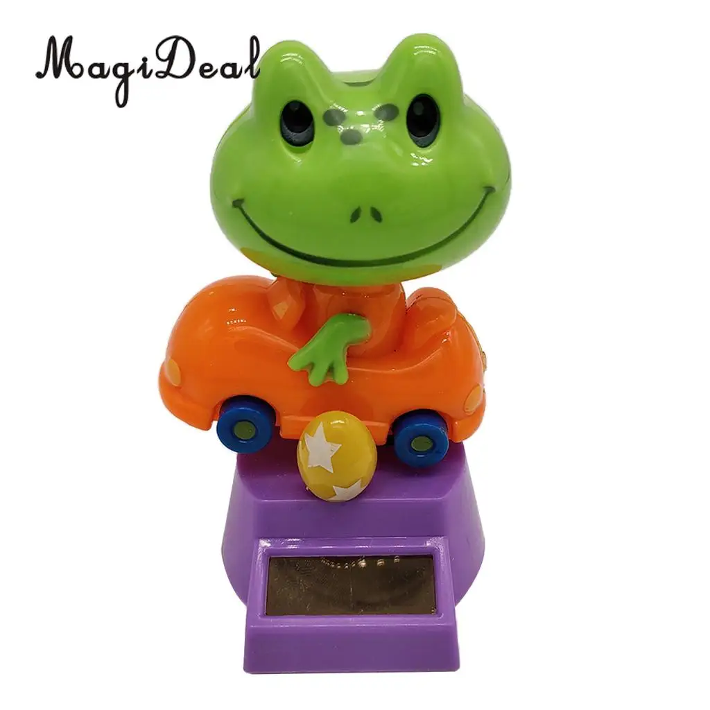 Cartoon Solar Powered Frog Driver Animal Figurine - Dancing Swing Model Kids Educational Toy Car Desk & Festival Decor