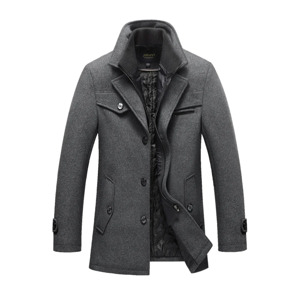 

Drop Shipping Winter Wool Coat Slim Fit Jackets Mens Casual Warm Outerwear Jacket and Coat Male Windbreaker Pea Plus Size M-4XL