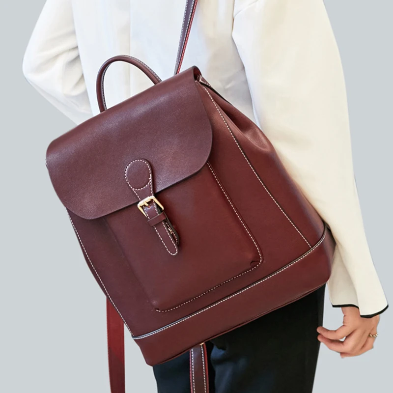 الجلد الطبيعي المرأة الظهر Grils مدرسة Daypack حقيبة الصليب الجسم حقائب كتف سفر الأزياء حقيبة حقيبة جلد طبيعي على ظهره