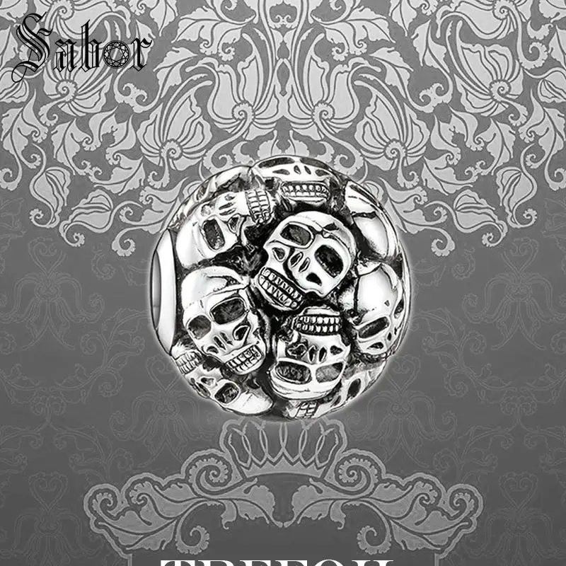 

accessories Beads Skulls Charm 925 Silver Jewelry Punk Gift Women Men Boy Girl Fit Bracelets Necklace Choker 2019 New female