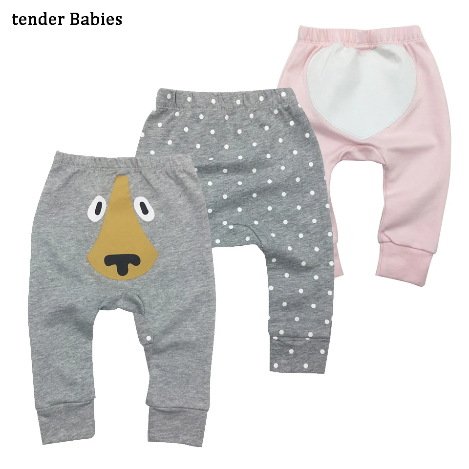 White Cartoon Dog Baby boy Harem Pants Trousers Casual Autumn Trousers Newborn Boys Girls Cute Leggings Toddler Clothes 3pcslot