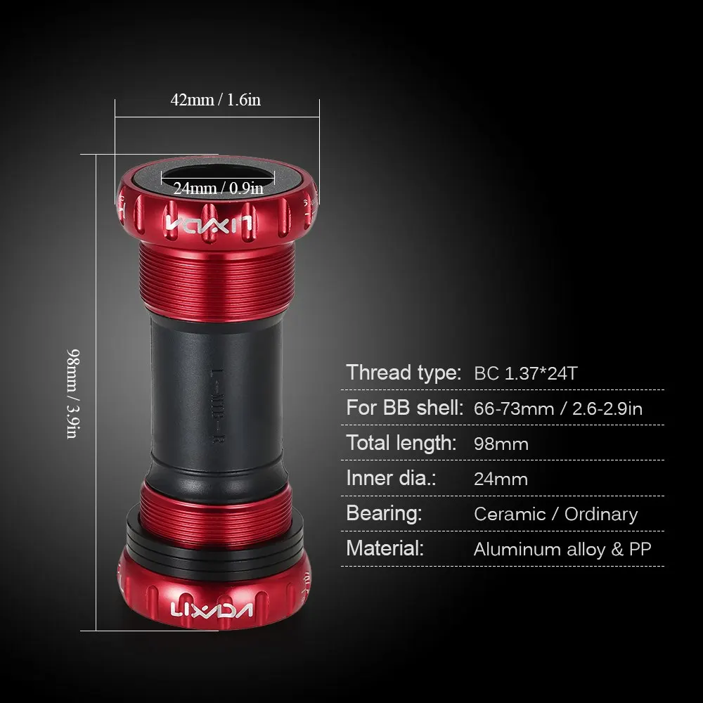 Lixada Bike Bottom Bracket Mountain Bike MTB Thread Type Bottom Bracket 68mm//73mm BB Crank Set Bearing Axis Parts