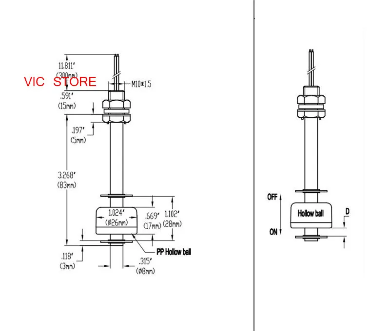 Vc1083-P Поплавковый выключатель уровня жидкости воды сенсор контроллер
