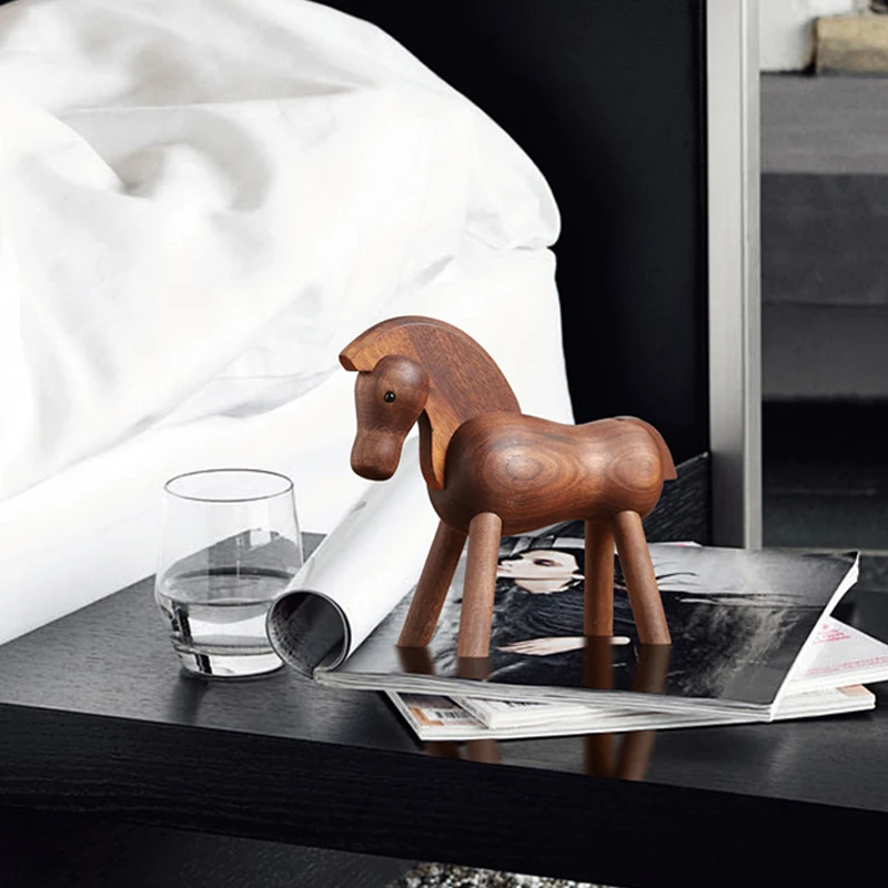 

Nordic design animal lovely wooden horse miniature Home Decor Figurines table Decoration kids room Chrismas Gift craft status