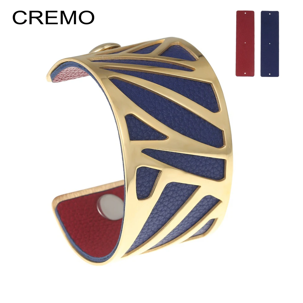 

Cremo Manchette Ruban Gold Cuff Bracelet & Bangle For Woman Bijoux Changing Cuir Band Bracelet Set Stainless Steel Arm Jewelry