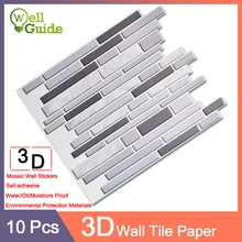 10pcs Wall paper 3D Marble mosaic Brick Self-Adhesive PU Wall Stickers Waterproof DIY Kitchen Bathroom Home Wall Decal Sticker 10pcs Wall paper 3D Marble mosaic Brick Self-Adhesive PU Wall Stickers Waterproof DIY Kitchen Bathroom Home Wall Decal Sticker