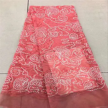 

Embroidery Sequins French Lace Fabric African French Lace Materials Heavy Quality Tulle Mesh Lace With Sequin For Wedding 30