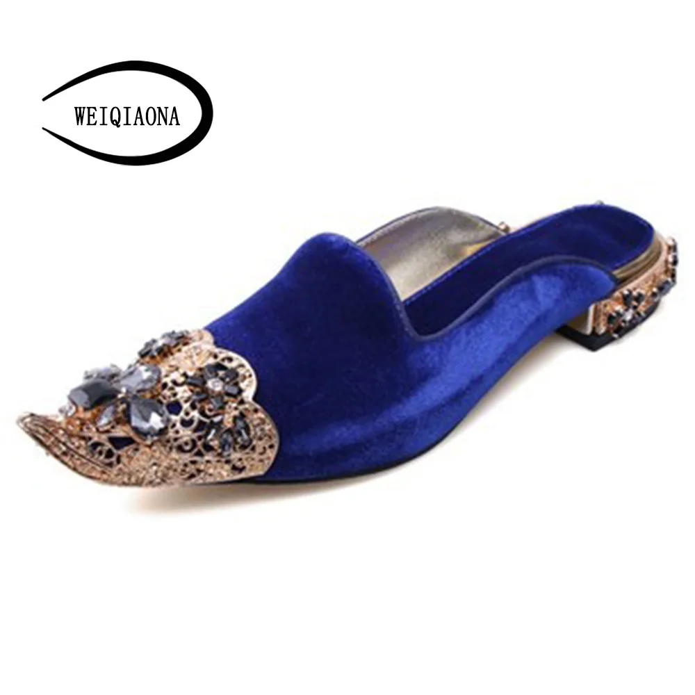 

WEIQIAONA 2018 Brand Design Size 34-41 Inside Genuine Leather Shoes Women Luxury Crystal Toe Dress Shoes Casual Ladies Shoes