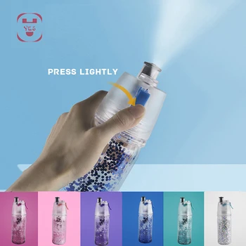 

350 ml Shining Sports Water Bottle Spray Mist Squeeze Bottle Sparkling Misting Portable Outdoor Double-deck Spray 6 COLOR