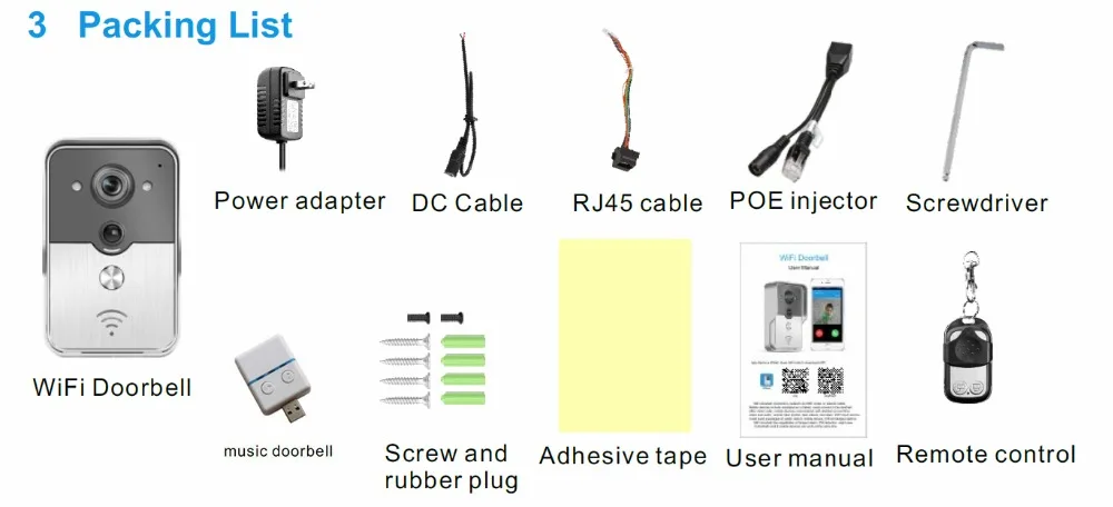 wifi doorbell packing list-1