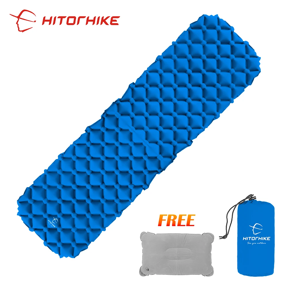 Hitorhike مبتكرة وسادة النوم سريع ملء الهواء حقيبة إطارات دراجة تسلق الجبال خفيفة الوزن نفخ فراش مع وسادة الحياة الانقاذ 500g حشوة وسادة