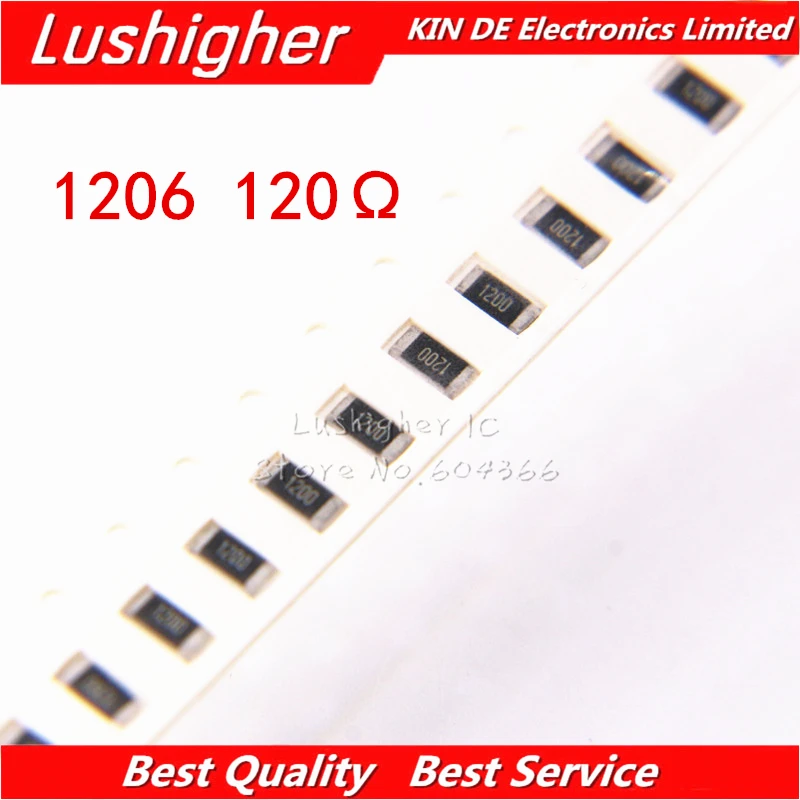 100 шт. 1206 SMD резистор 1% 120 Ом 121 120R 120ohm | Электронные компоненты и принадлежности
