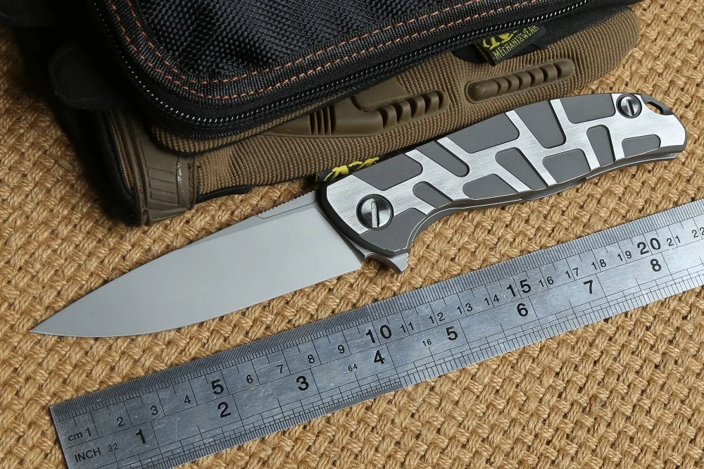 

Green thorn F95 ball bearing Flipper folding knife bearing D2 blade Titanium handle outdoor camping hunt pocket knife EDC tools