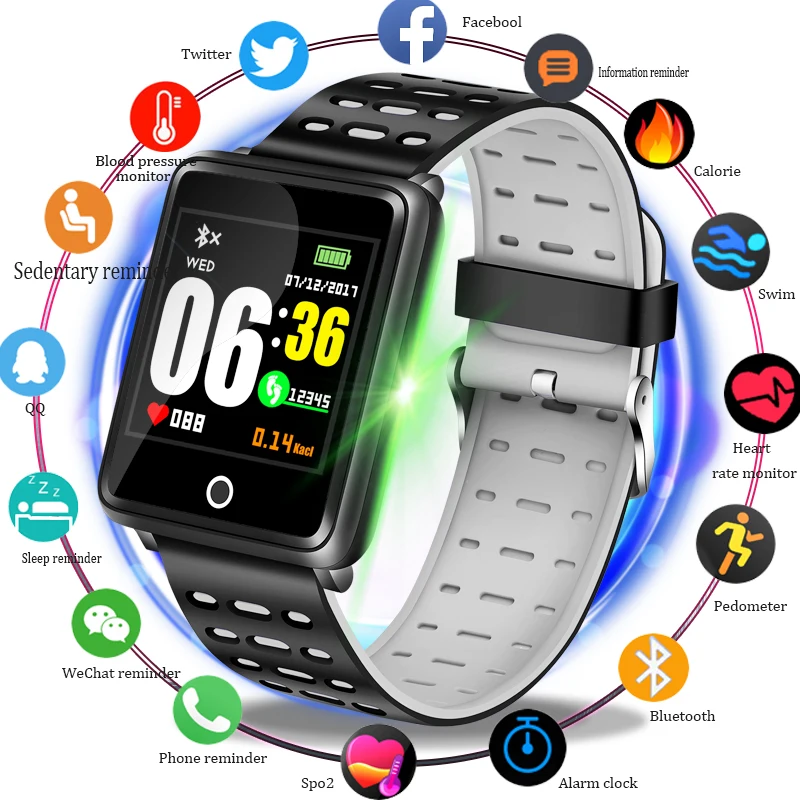 

BANGWEI Smart Watch Large Dial Blood Oxygen Heart Rate Monitoring Pedometer Tracker Fitness IP67Waterproof Bluetooth Smartwatch