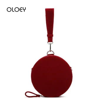 

Retro Circular Women Handbags Designer Bags For Women 2019 Corduroy Red Round Flap Bag Clutch Purse Chain Shoulder Messenger Bag