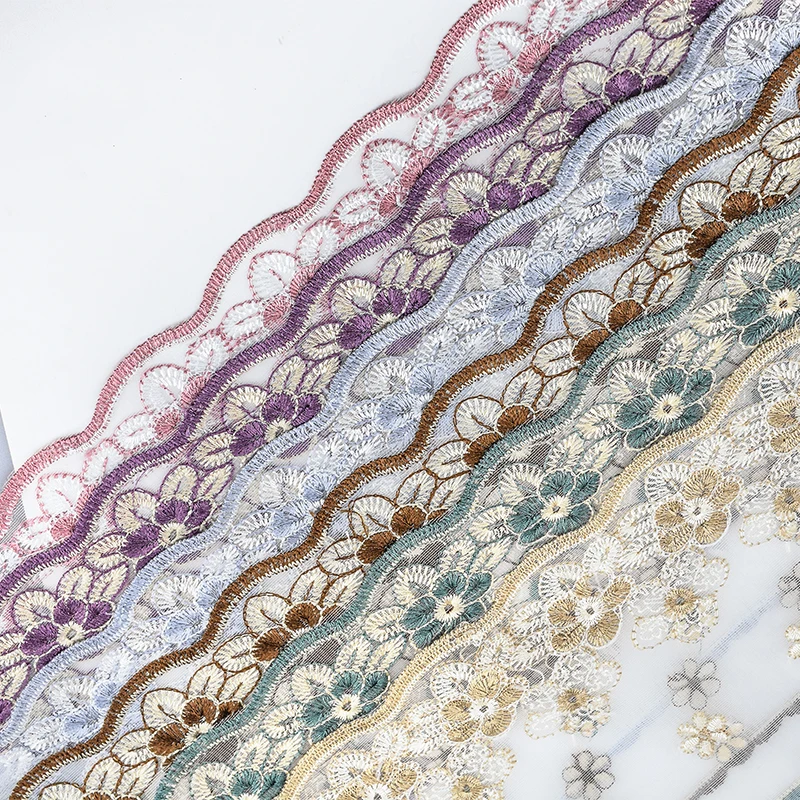 

Width 18cm 5 meter/lot Lace Tulle Embroidery Flower Trim Fabric Tulle DIY Clothing Dress Curtain Wedding Party Decoration