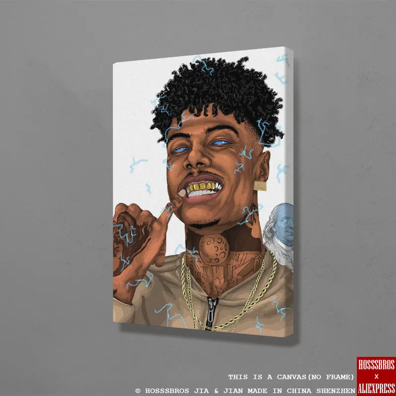 Плакат Blueface с рисунком рэпера настенное искусство холст для подростков гостиной