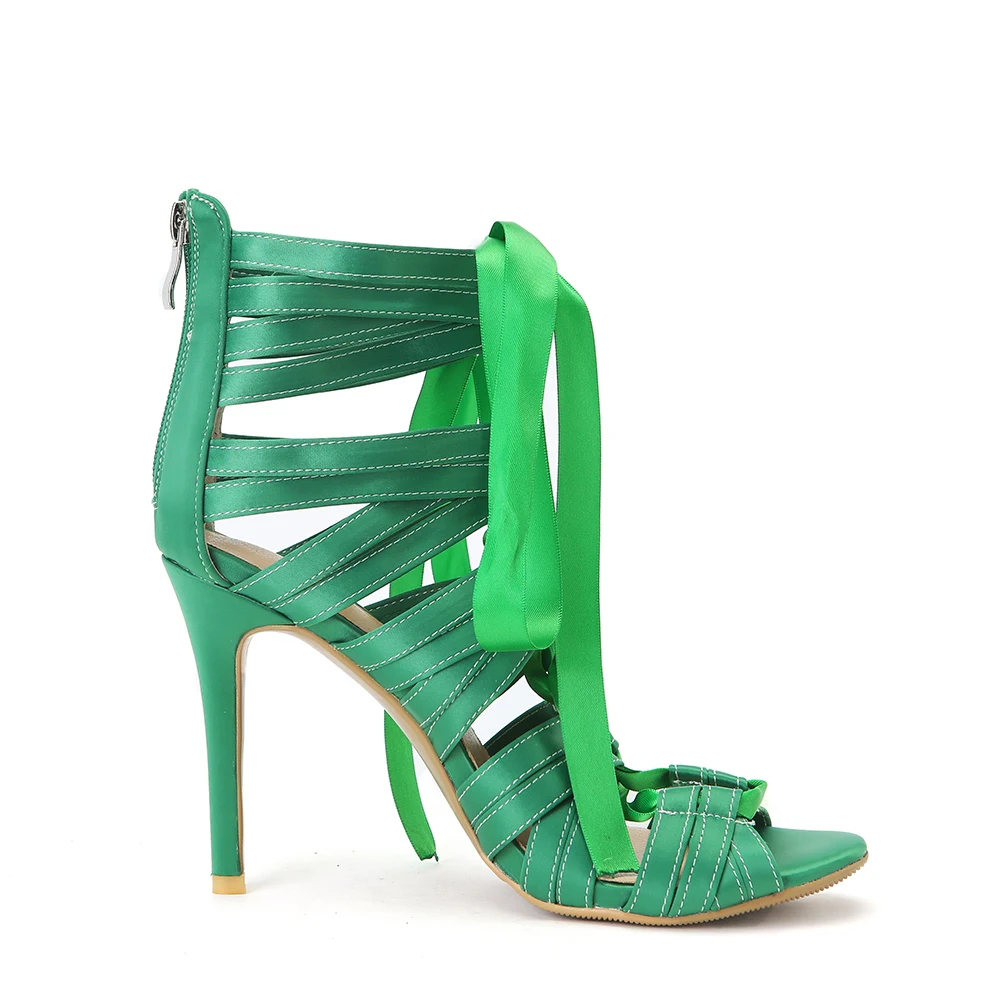 uu Intención Más Mujer Hermosas Abierta Tamaño Verde Original De Mujeres Ef1468 15 Elegante Punta Sandalias Zapatos Alto Nuevas 4 Green Tacón Ee FBBwa