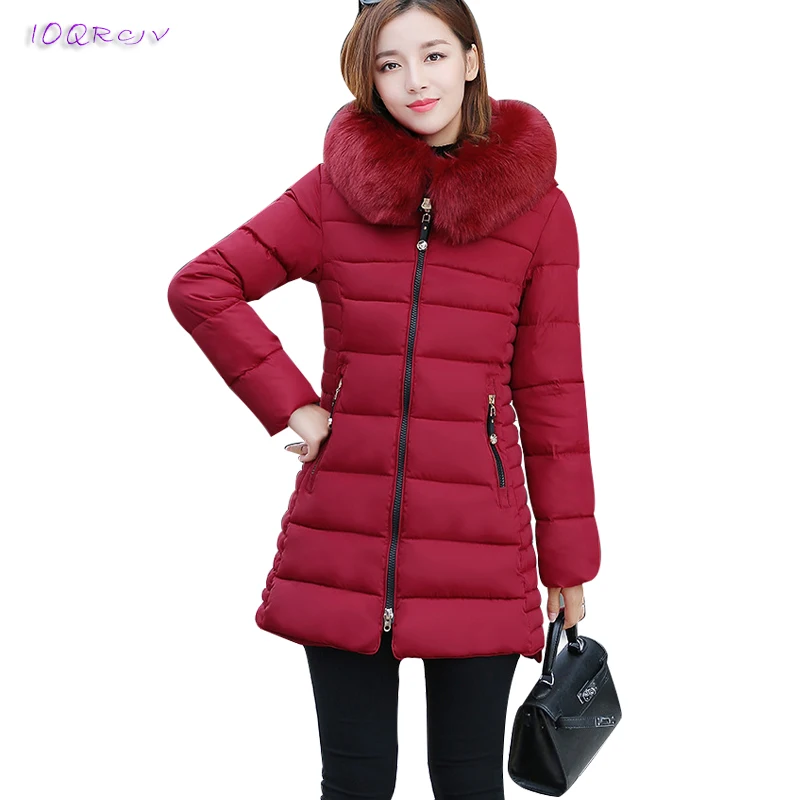 

Slim Medium length parkas winter coat 2018 xxxl big size Thicken coat women new fashion female cotton padded jacket IOQRCJV T59