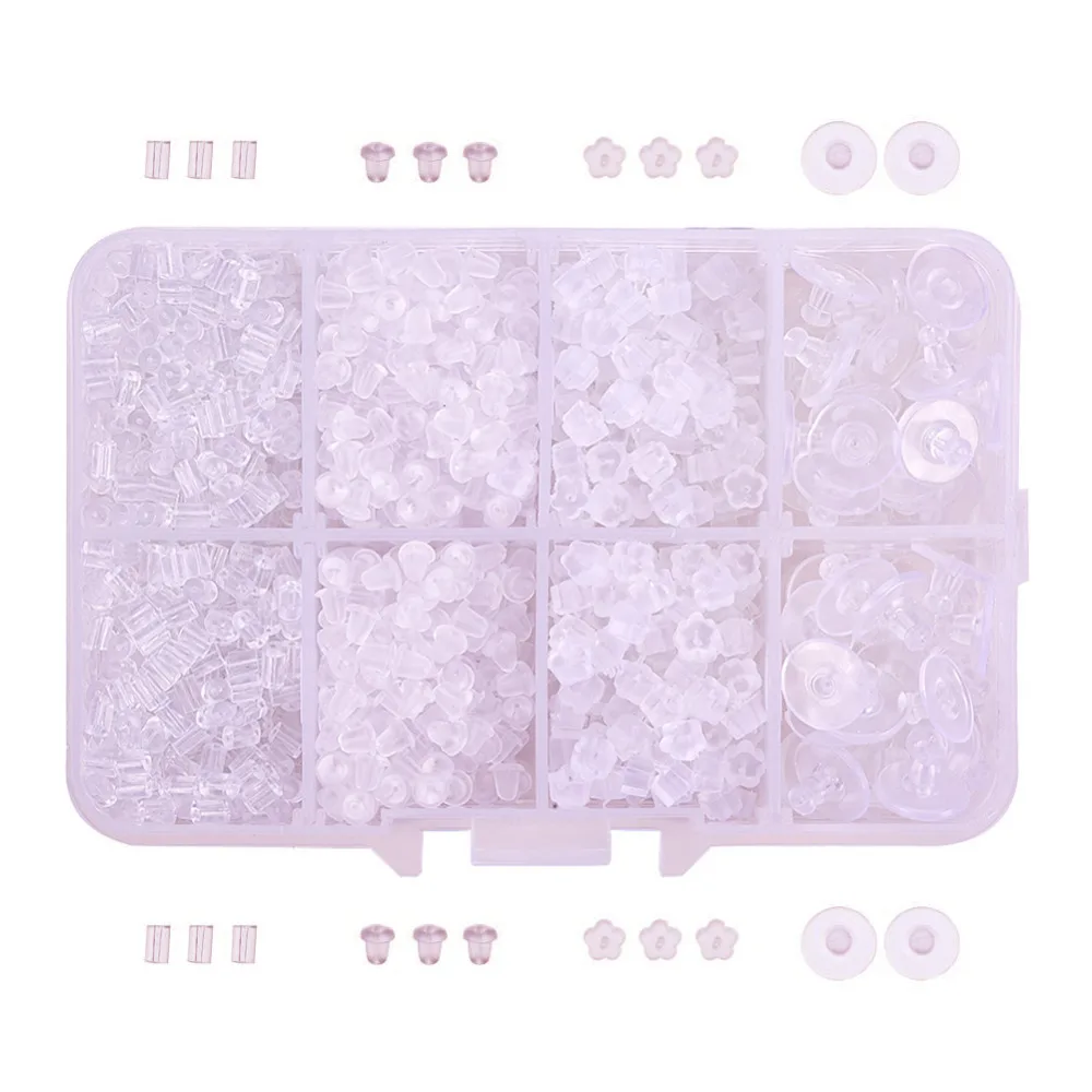 

Jewelry Findings Plastic Earring Earnuts Earrings Backs, Clear, 2.5~10x3~6mm
