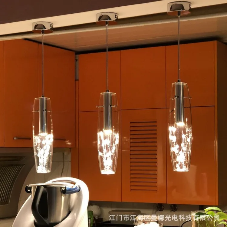  Modern minimalist led restaurant light 3 dining room crystal chandelier glass single head creative  - 32957353853