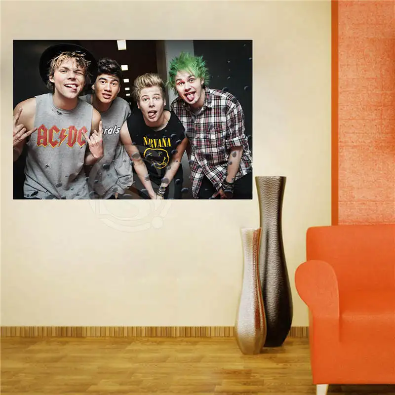 

W620F66 Custom 5 seconds of summer Canvas Painting Wall Silk Poster cloth print DIY Fabric Poster FW#-60