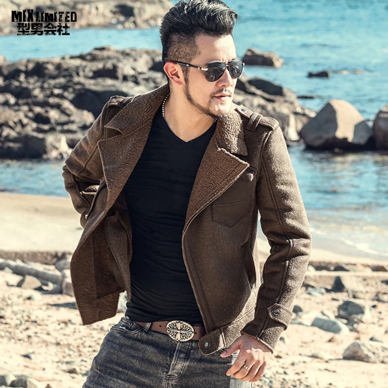 

Winter Leather Warm Men's Motorcycle Biker Faux Fur Jacket Men's Army Green Military Uniform Thickening Brand Leather Coat F8238