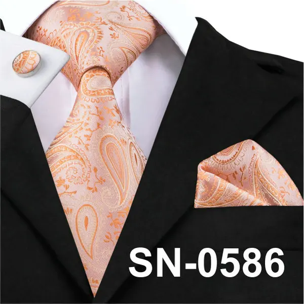 Бренд Hi-Tie, набор галстуков "пейсли", шелк, жаккард, мужской галстук, запонки, набор мужских галстуков для свадебной вечеринки - Цвет: SN586