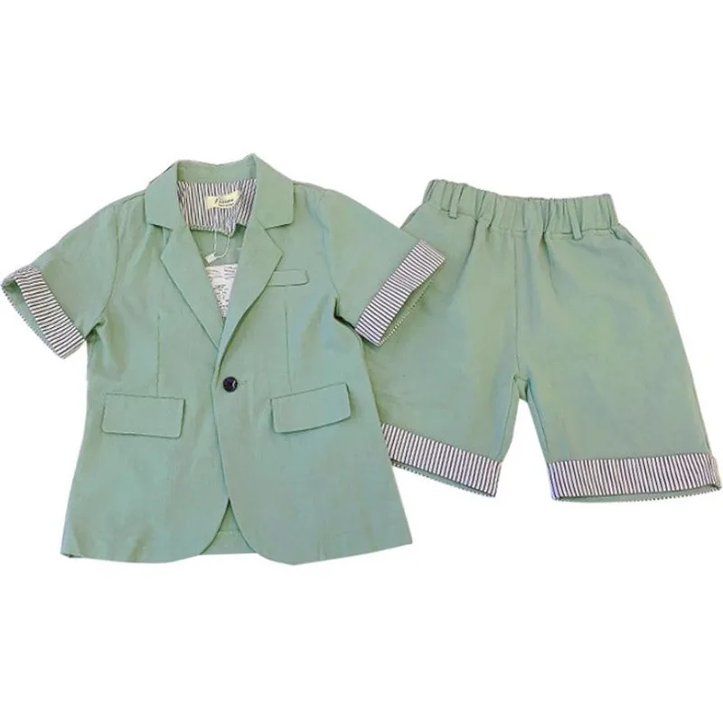 

Children Clothing Sets Summer New Kids Clothes Baby Boy Short Sleeve Blazer Coat+Shorts 2pcs Formal Party Suit For 2-8Years