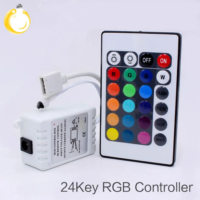 Контроллер RGB для светодиодных лент 24 клавиши постоянный ток 12 В ИК пульт