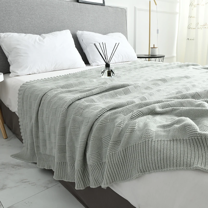 

Soft Knitted Blanket Modern Simple Sofa Couch Travel Bed Cover Car Decorative Portable Plaids Aircondition Bedspread Throw